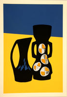 blue yellow and black Vase fine art screenprint 