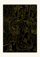 black and gold dancer woman illustration art print