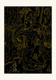 black and gold dancer woman illustration art print