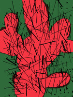 green red and black cactus art print