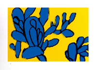 Yellow blue and black cactus art print home decor  